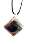 Purple with Blue and Green Swirl Glass Necklace
