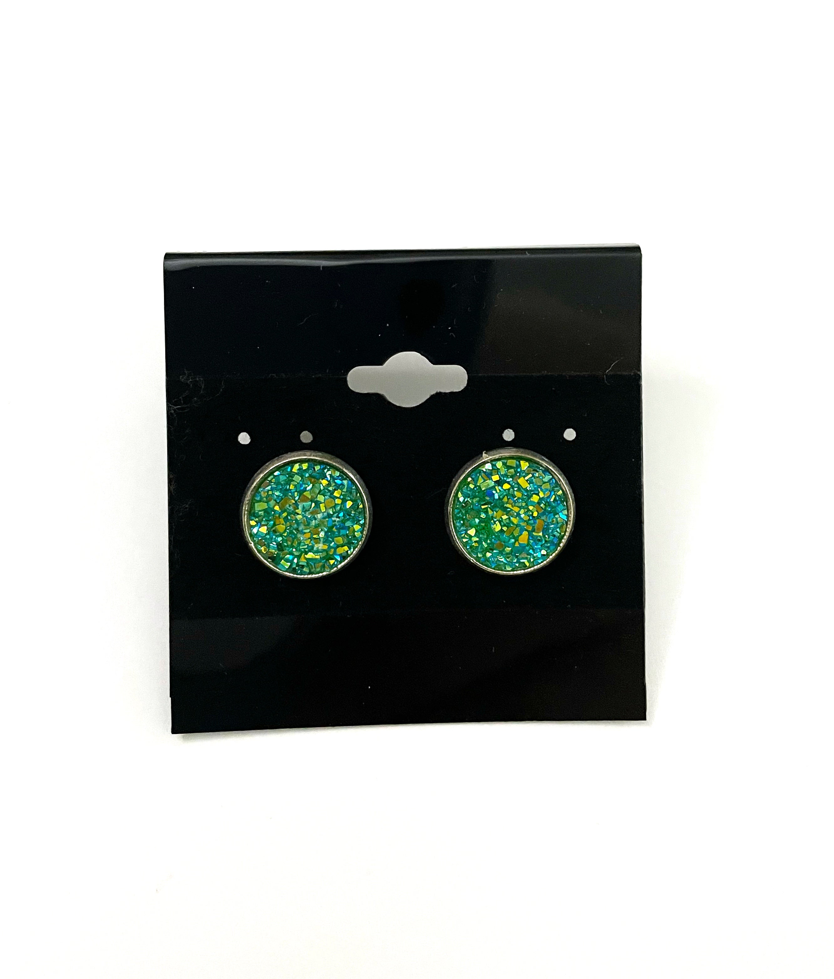 Peridot Green Druzy Earring