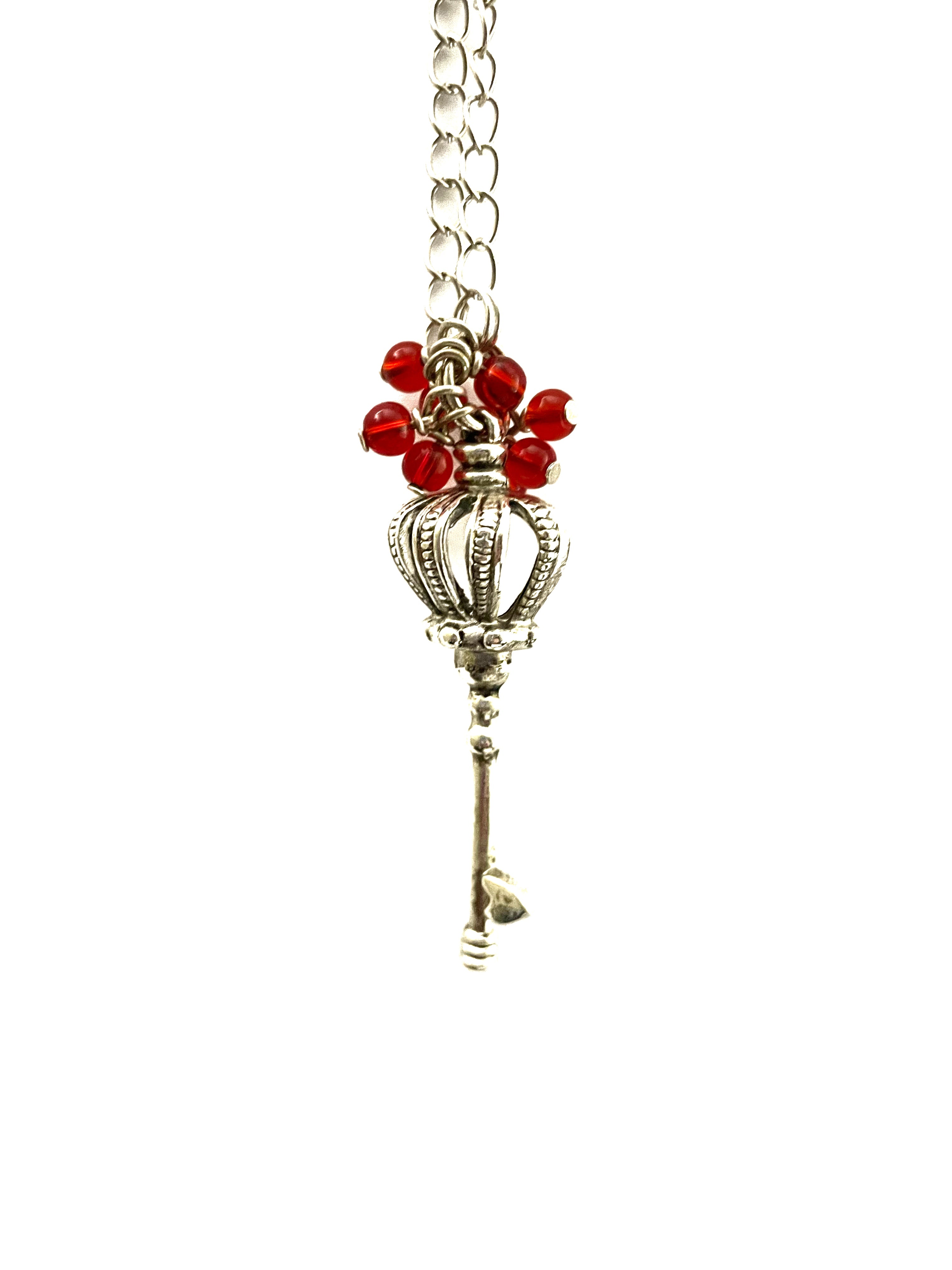 Crown Key with Red Dangle Necklace