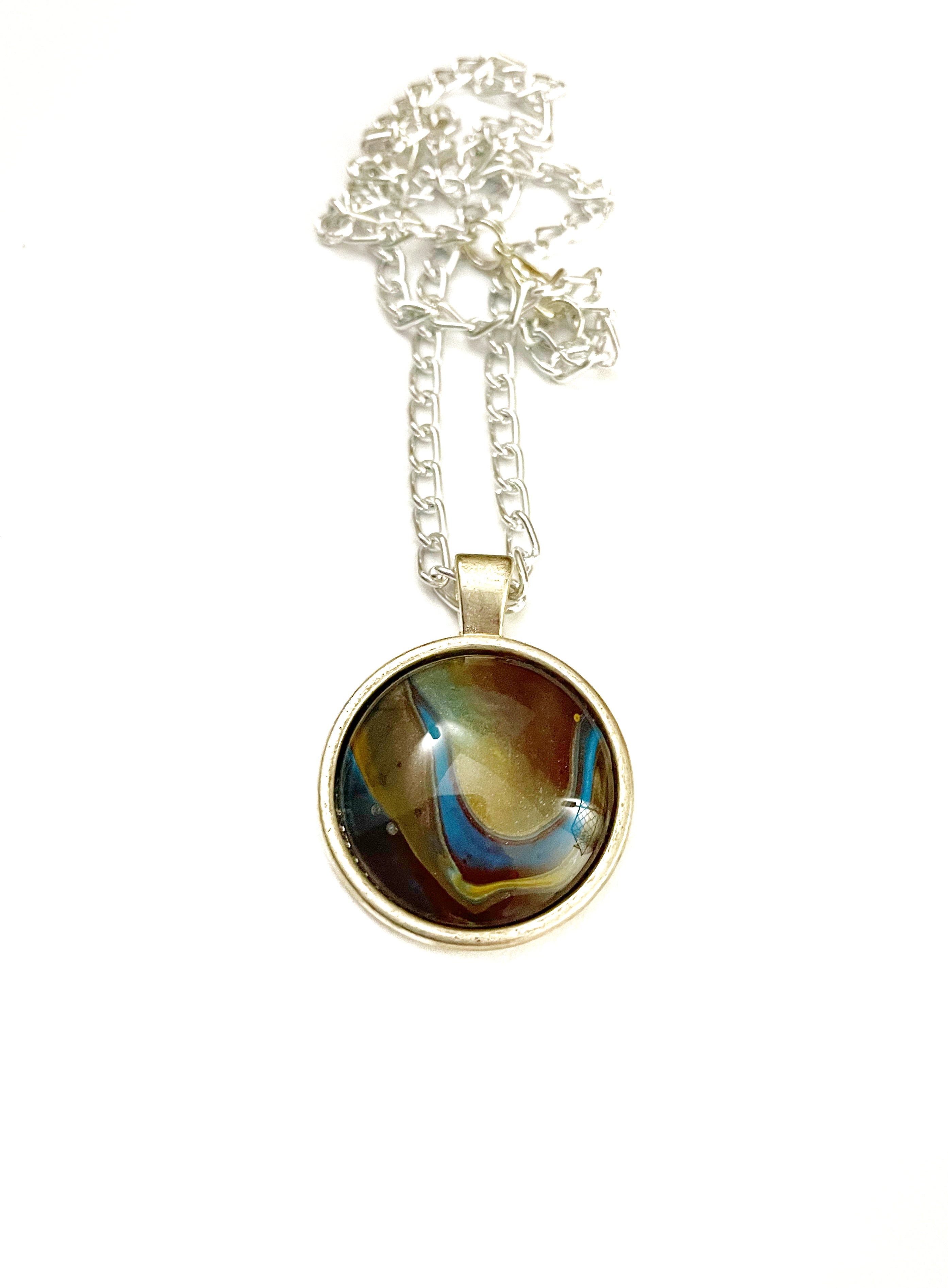 Brown, Blue and Yellow Acrylic Necklaces