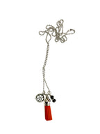Orange Tassel with Black Beads Necklace