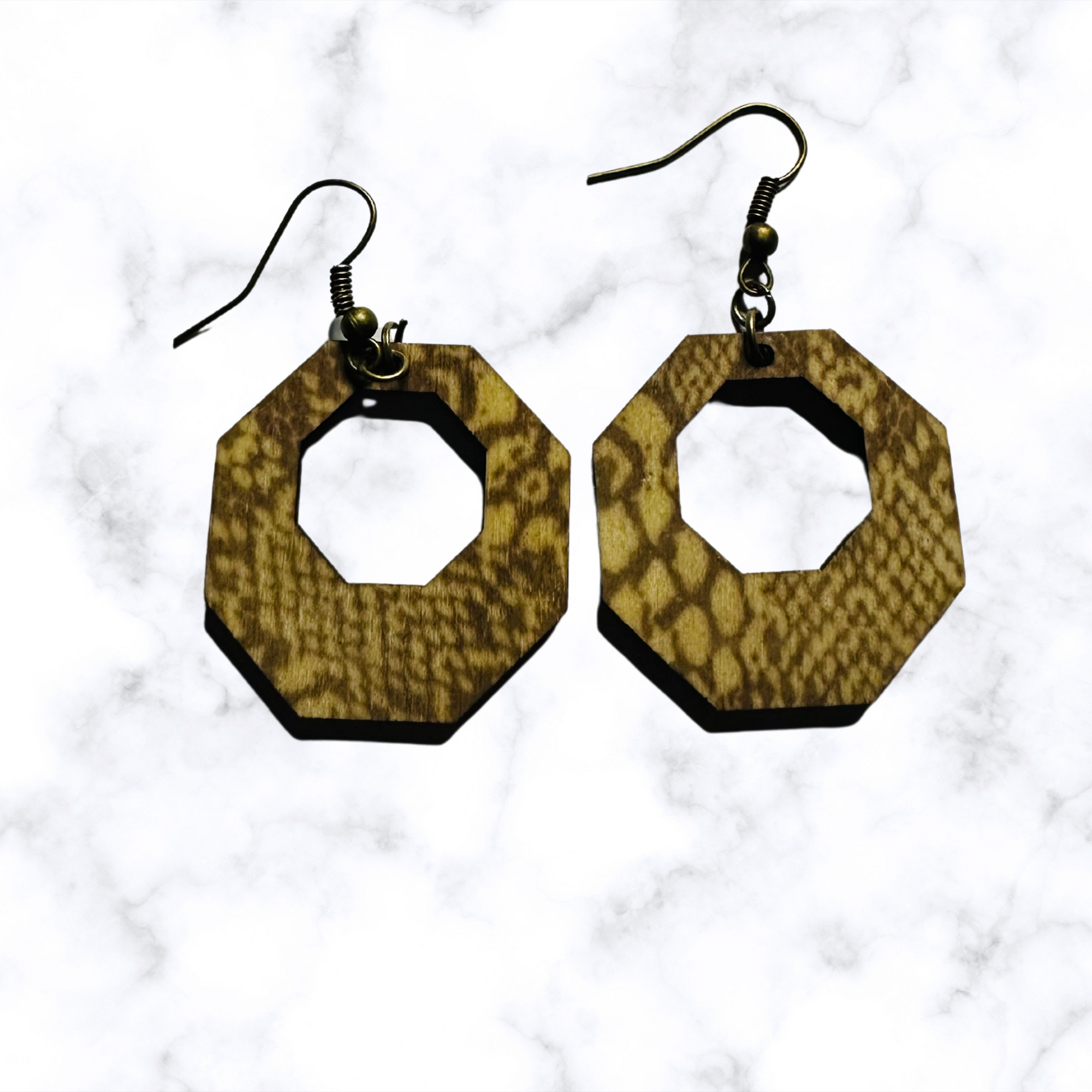 Wooden Hexagon Earrings