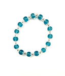 Teal Blue and Frosty White Small Stacked Bracelet