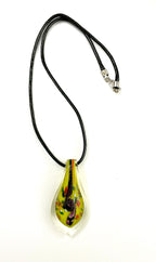 Yellow with Purple Dichroic Glass Necklace