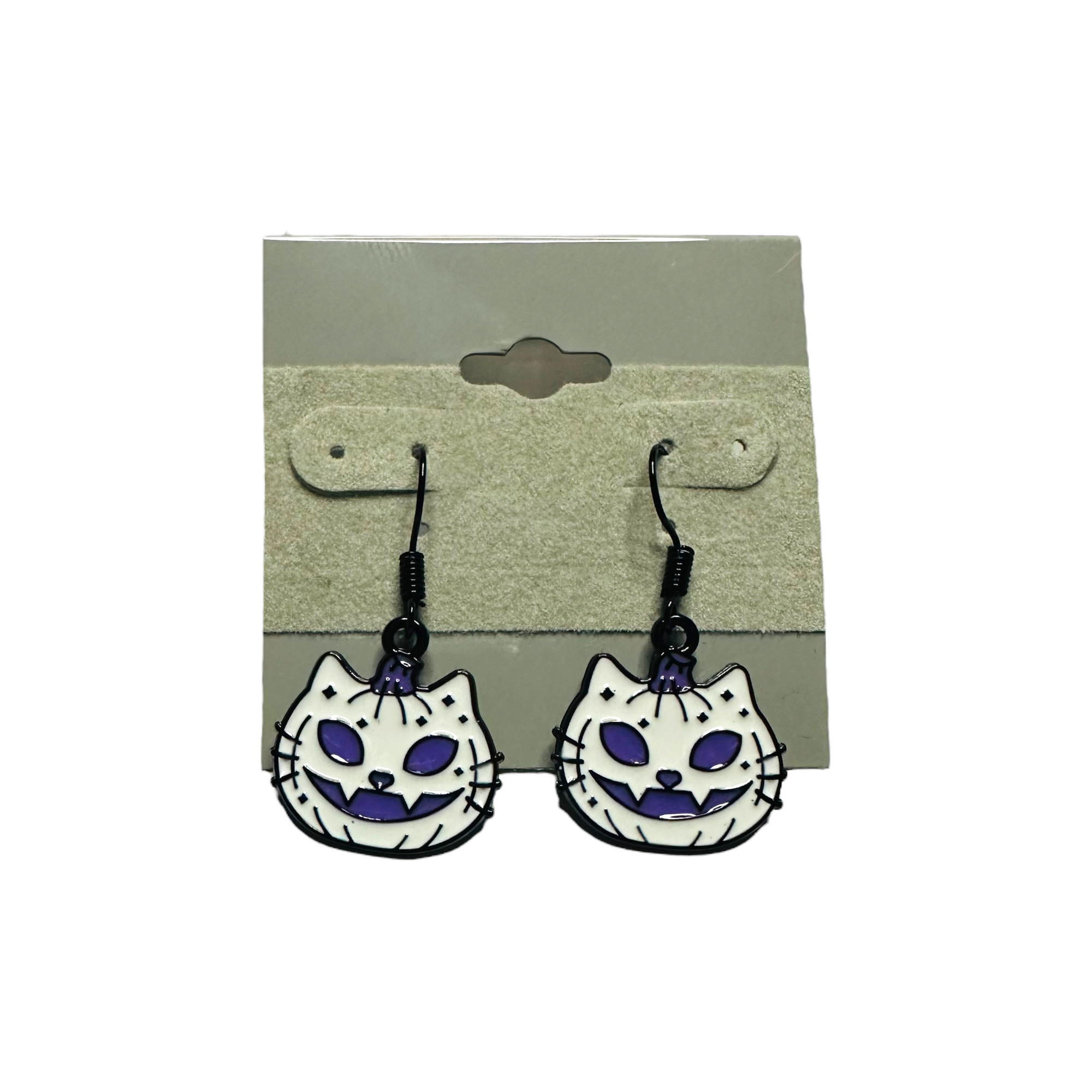White Cat Dangle Earrings