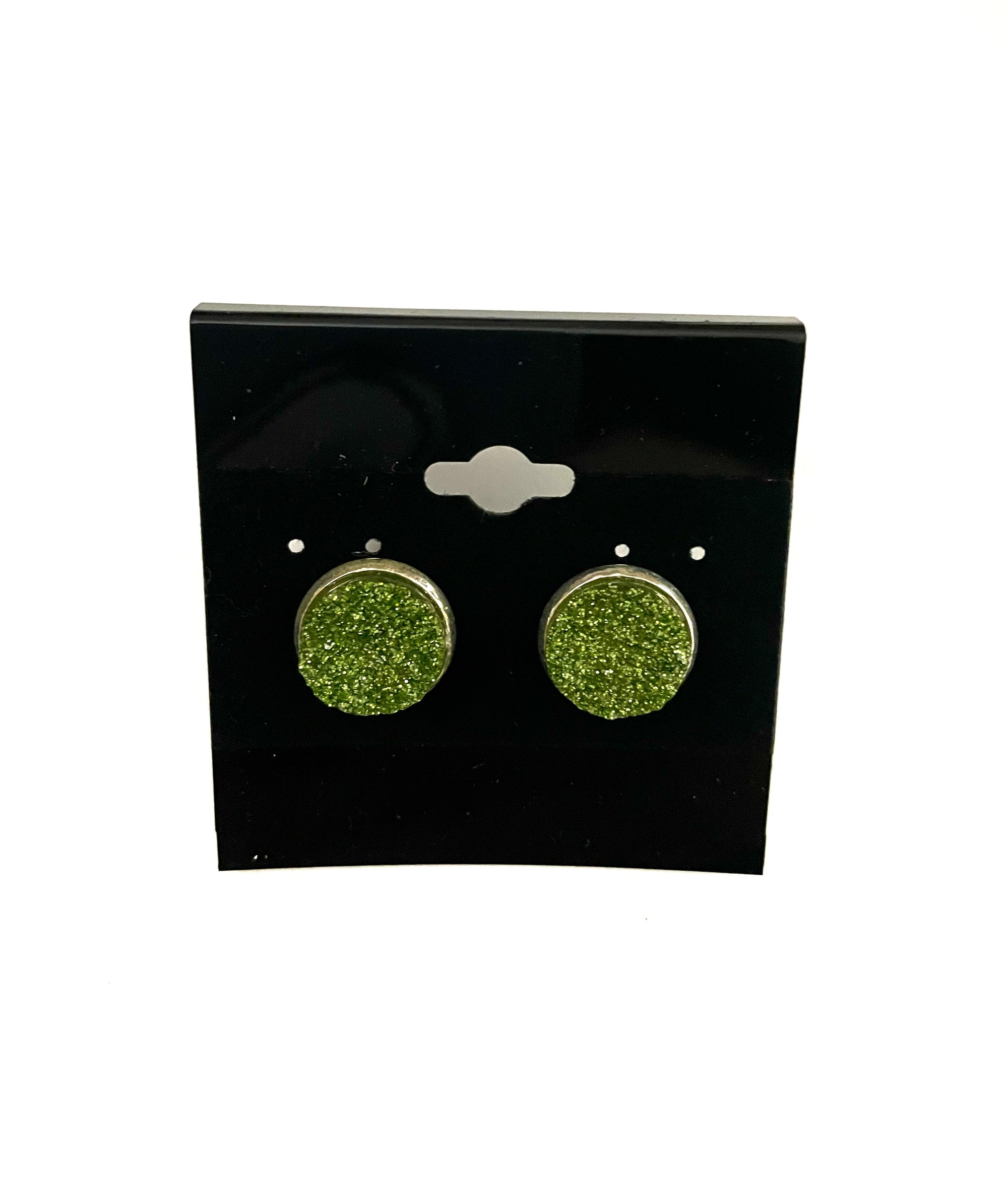 Light Peridot Green Druzy Earring