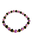 Purple and Black Glass Stretchy Bracelet