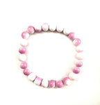 Pink and White Opaque Stretchy Bracelet