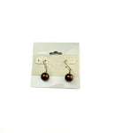 Dark Chocolate Brown Glass Pearl Earrings
