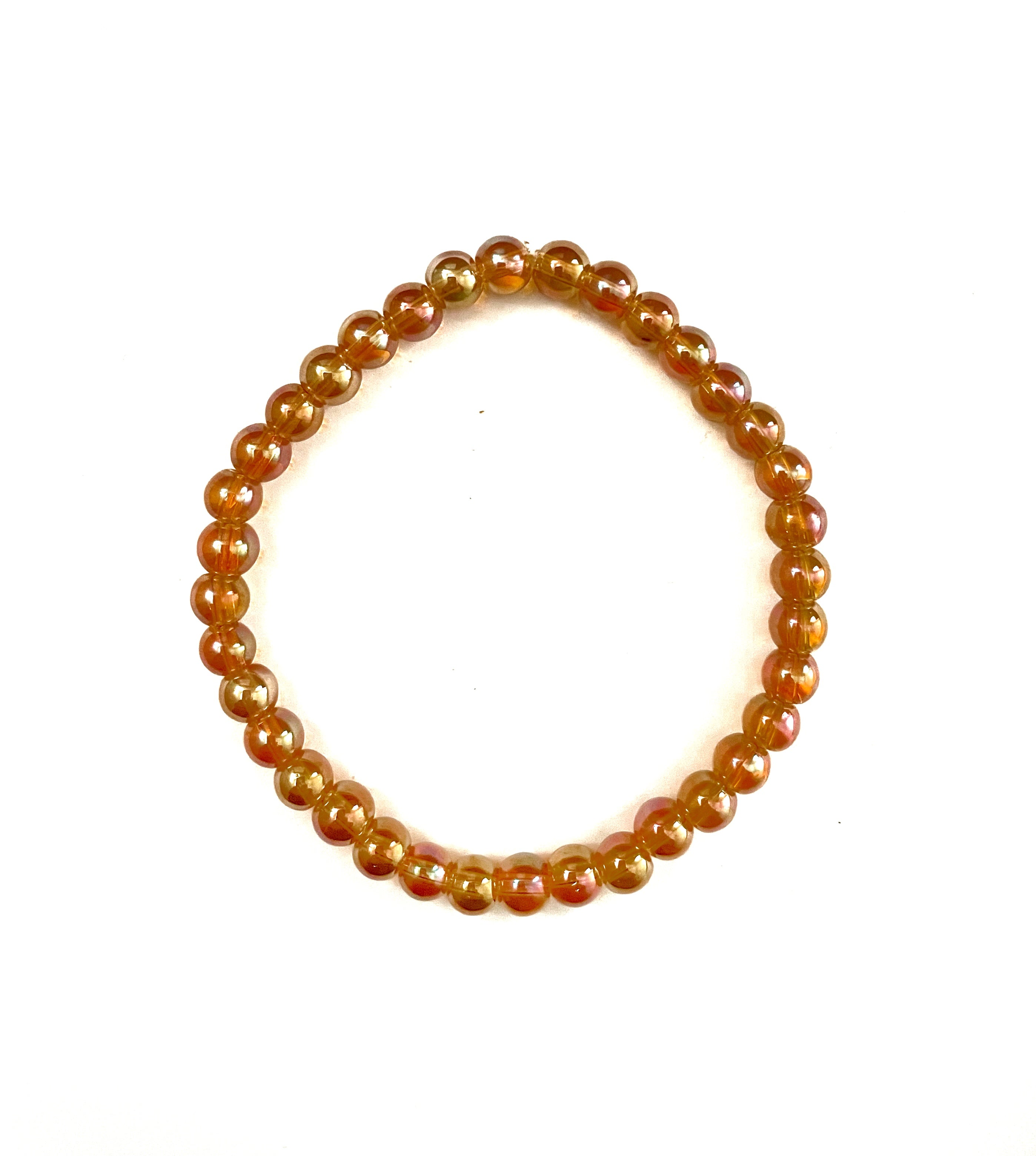 Rainbow Amber Glass Stretchy Bracelet