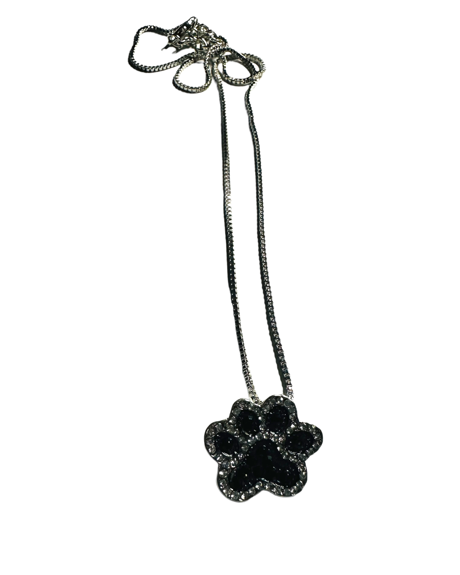 Black Crystal Paw Print Necklace
