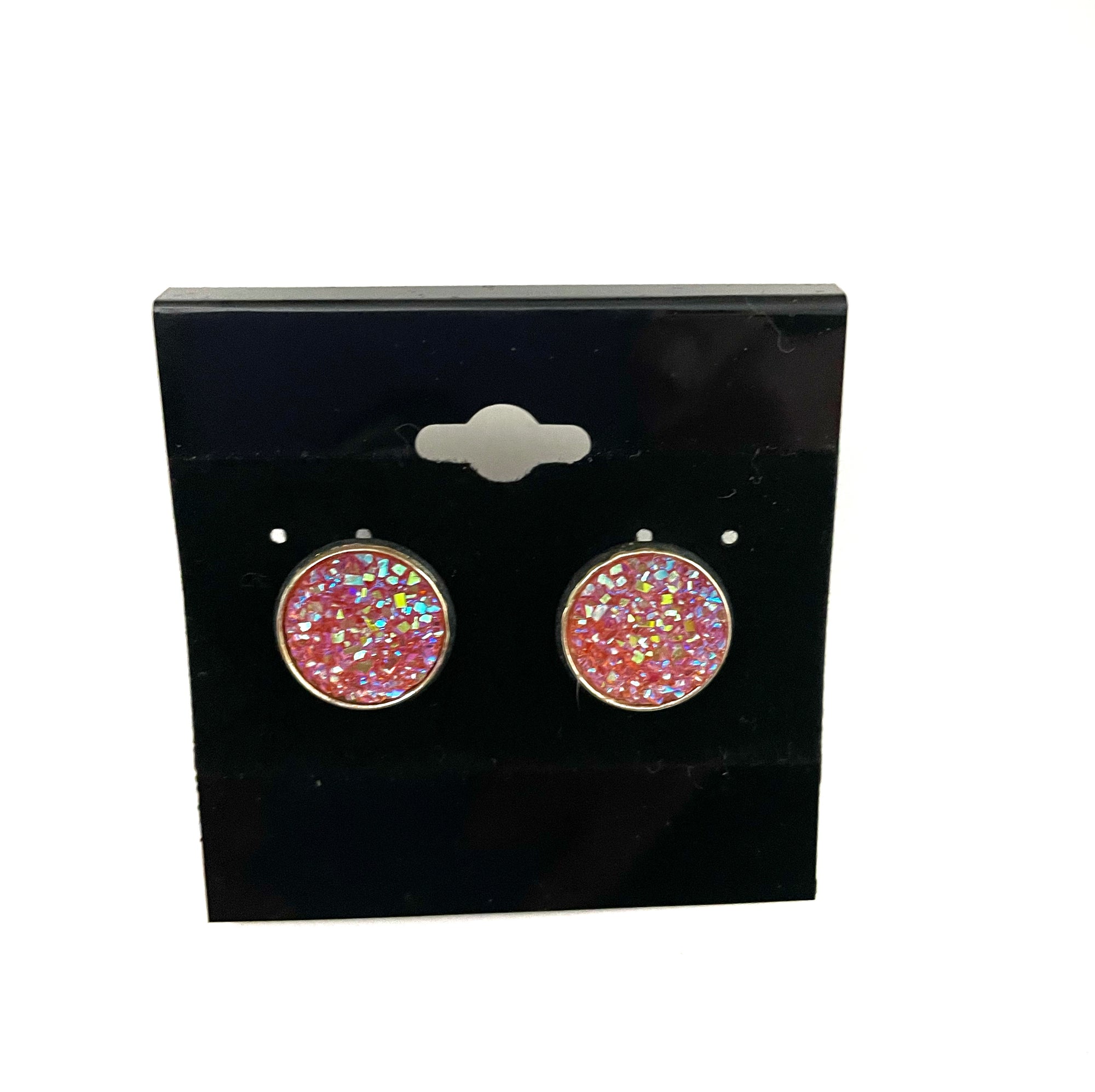 Pink Druzy Earring - Silver Post