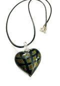Golden Yellow Checkerboard Dichroic Heart Necklace