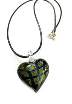 Golden Yellow Checkerboard Dichroic Heart Necklace