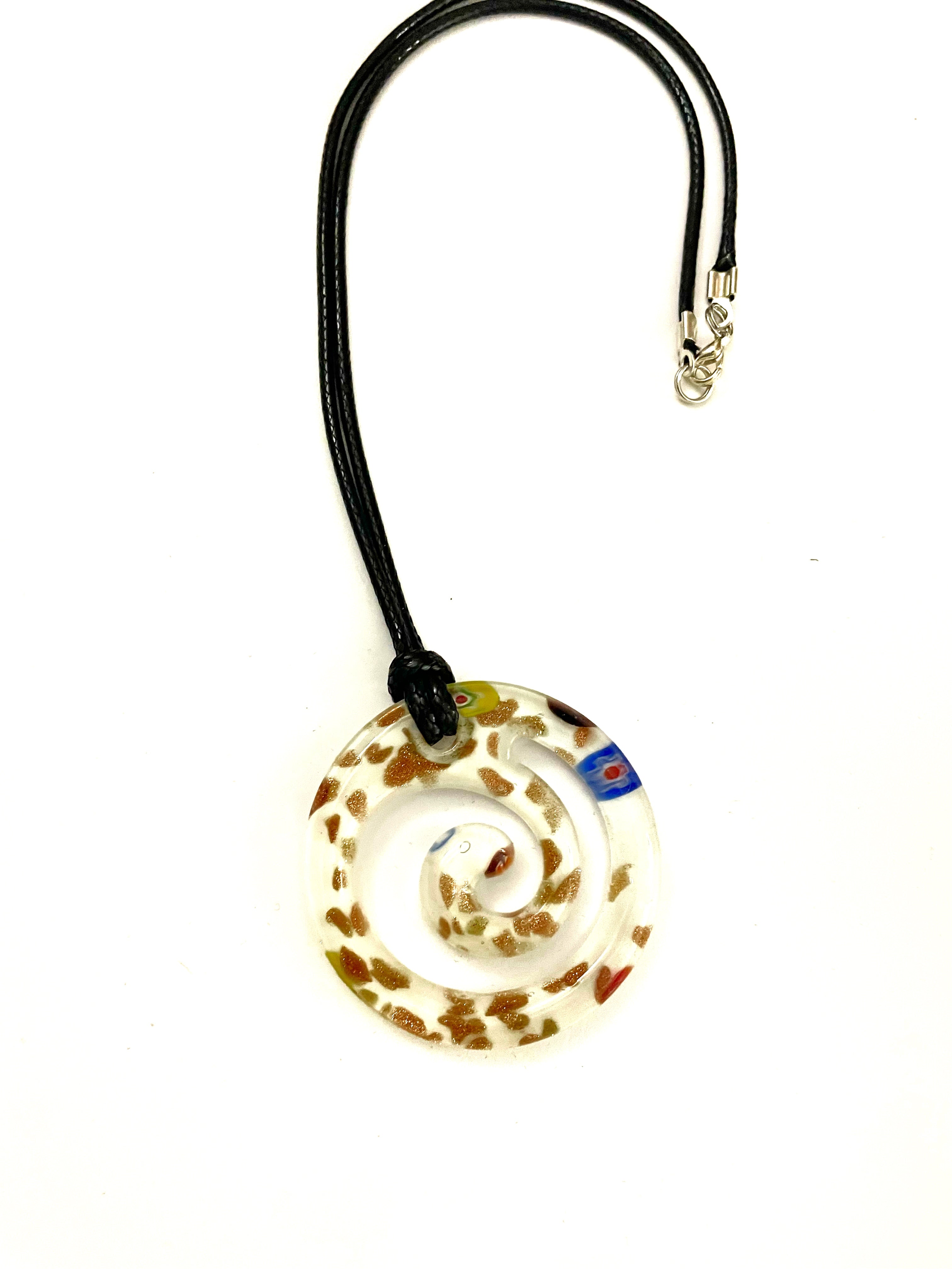 White and Gold Glass Necklace