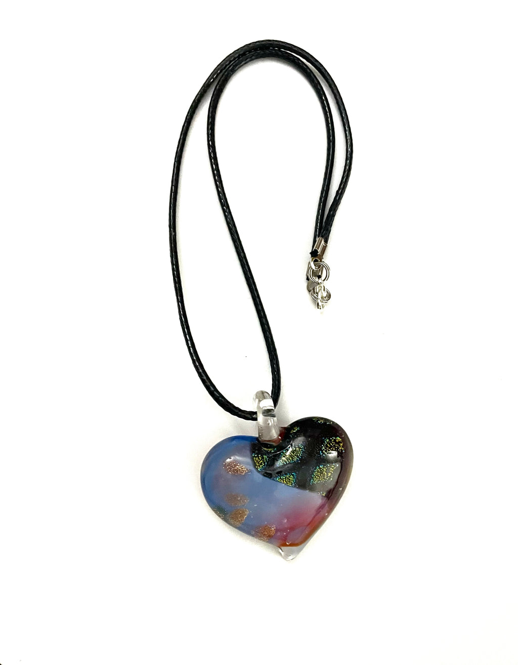 Blue Heart with Dichroic Glass Necklace
