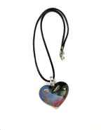 Blue Heart with Dichroic Glass Necklace