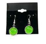 Green Acrylic Paint Earrings - Dangle