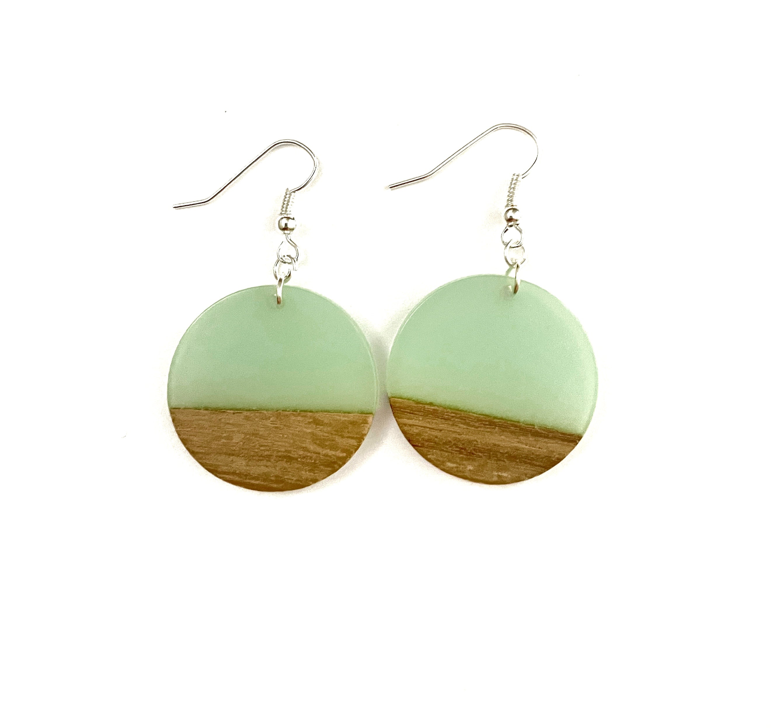Medium Circle Resin & Wood  Earrings