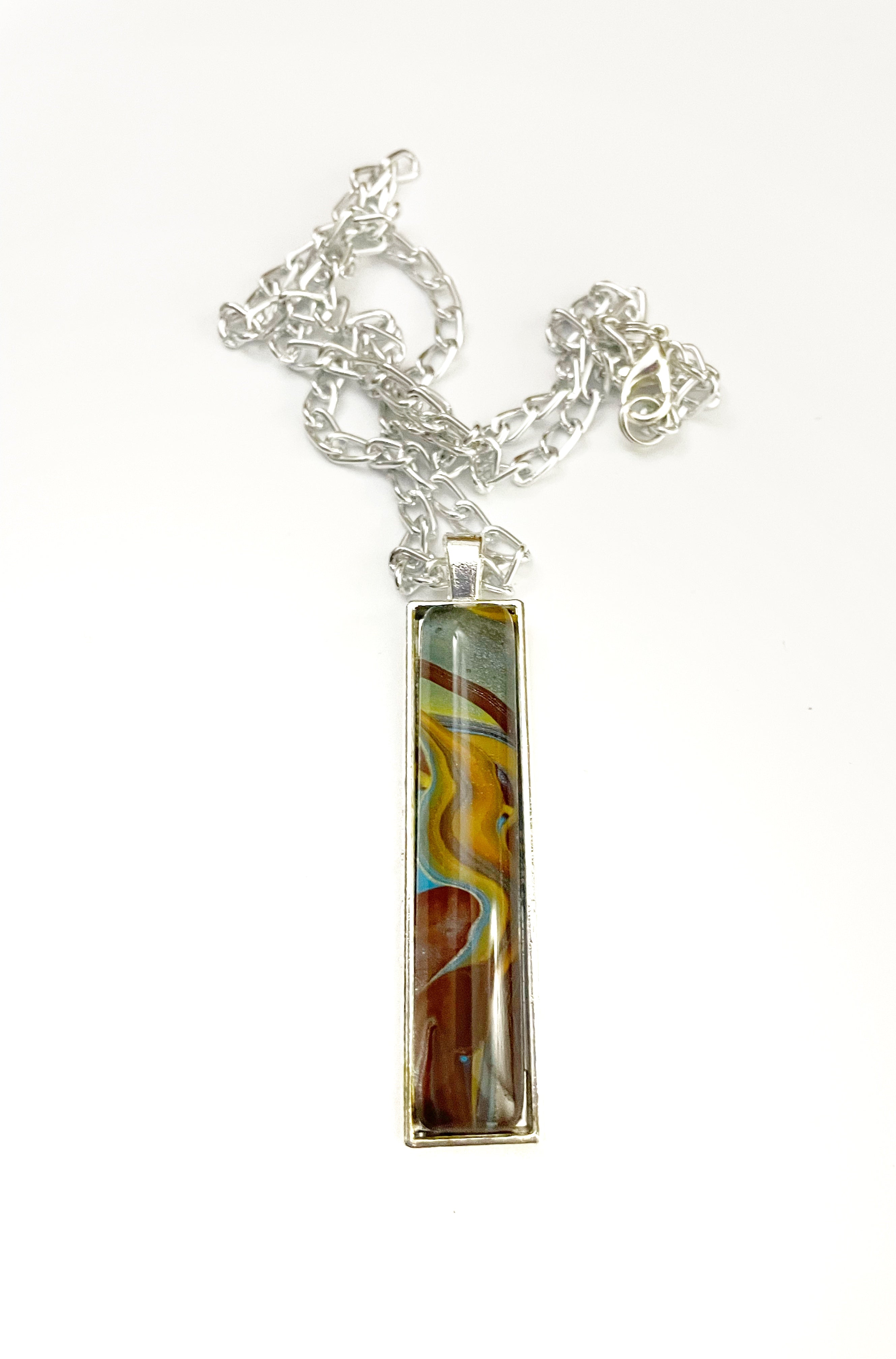 Brown, Blue and Yellow Acrylic Necklaces