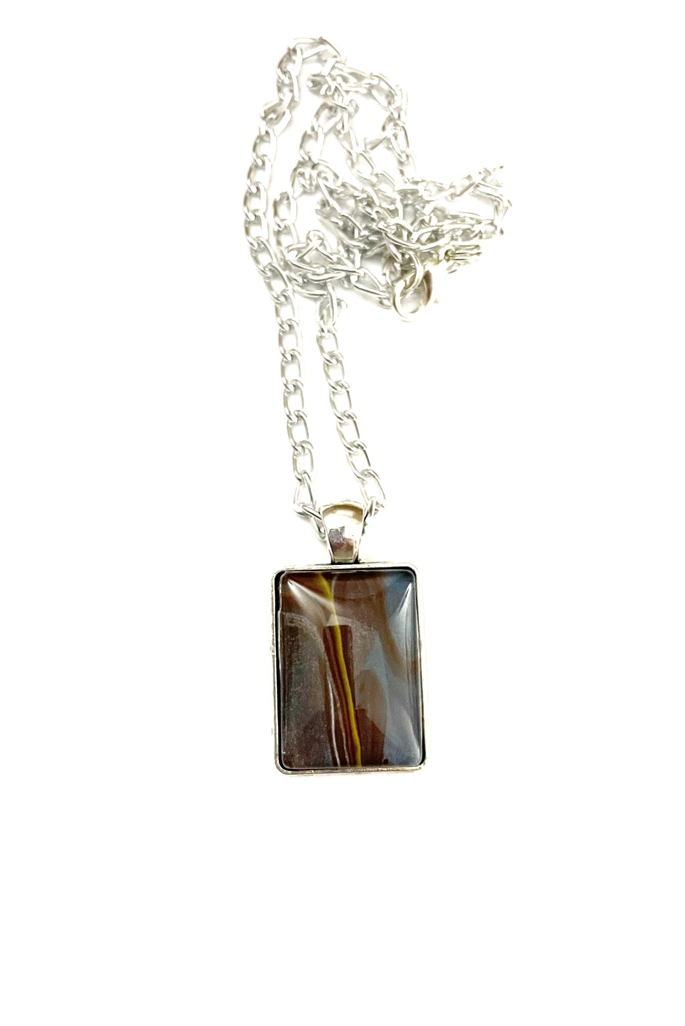 Brown, Blue and Yellow Acrylic Necklaces