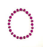 Magenta and Clear Glass Stacked Bracelet