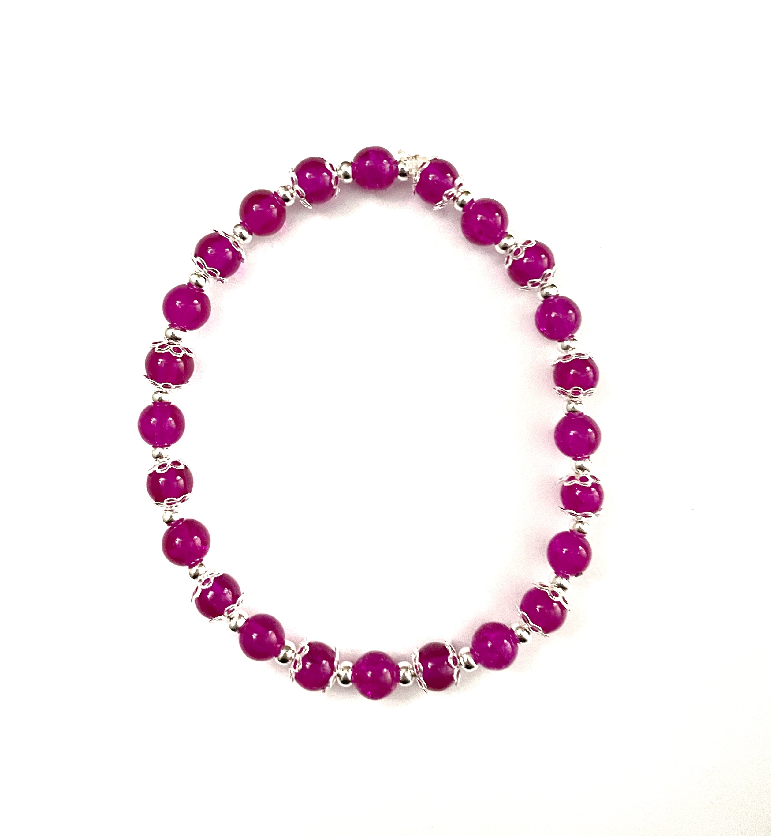 Magenta and Clear Glass Stacked Bracelet