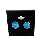 Blue Acrylic Paint Earrings - Post