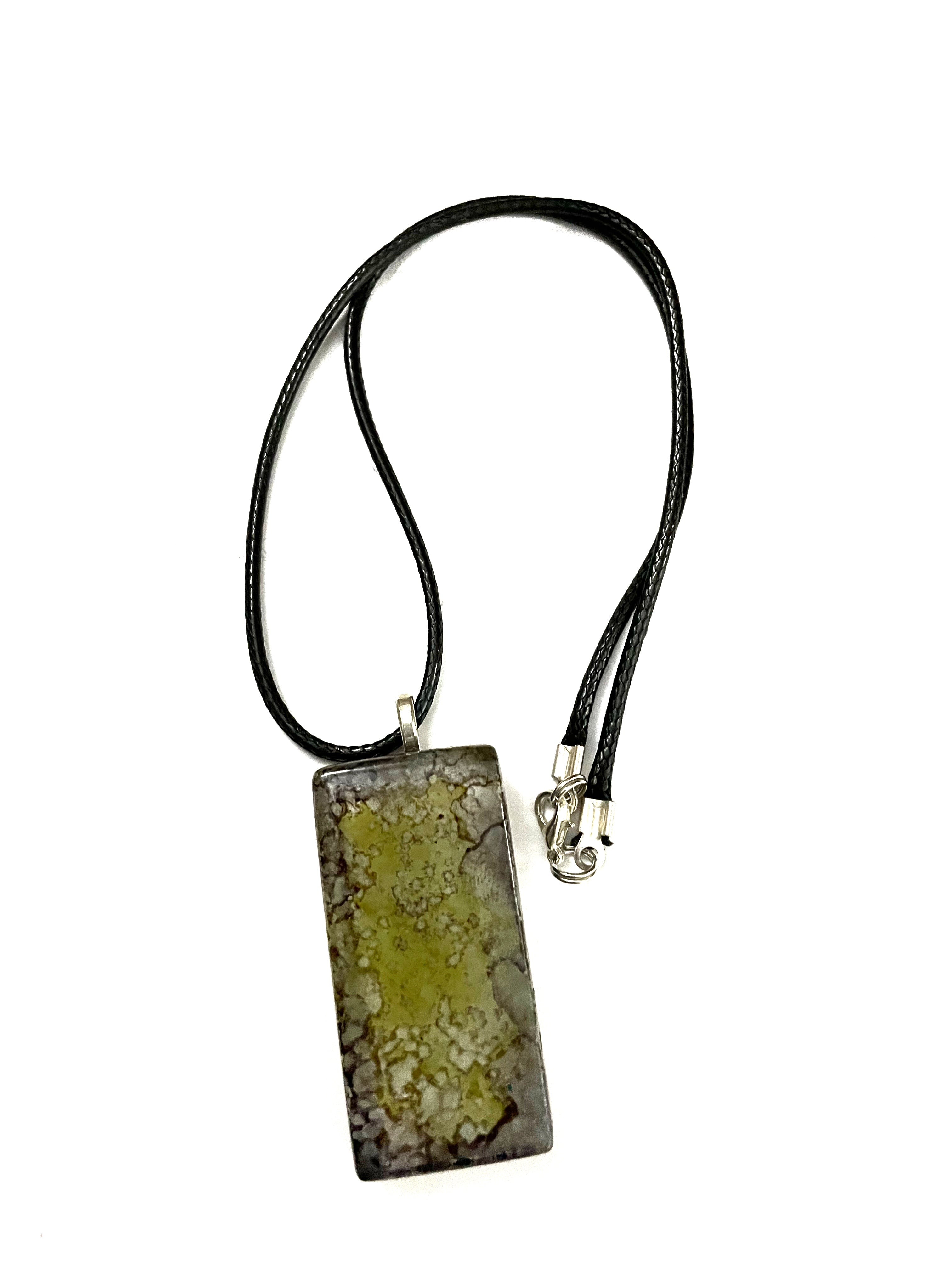 Green and Purple Rectangle Tile Necklace