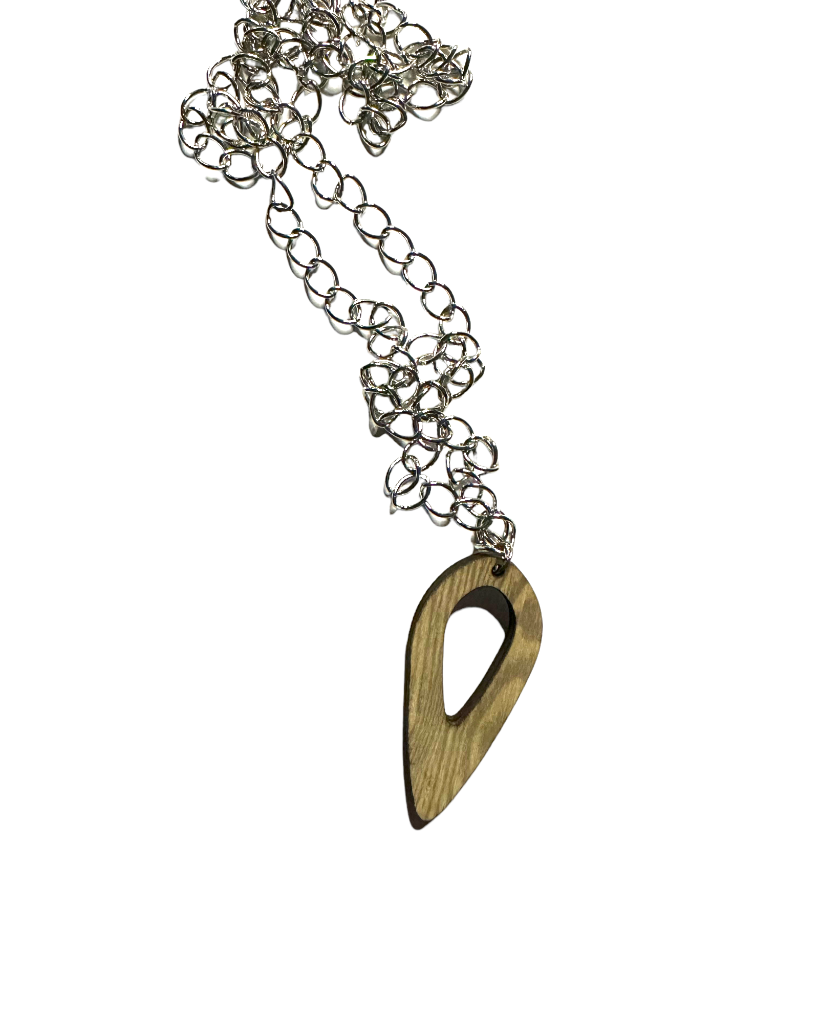 Teardrop Wooden Dangle Necklace