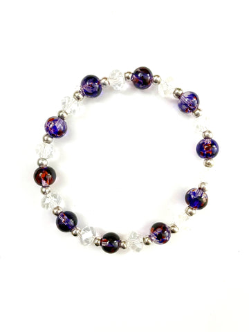 Transparent Purple Glass Bead Stretchy Bracelet