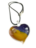 Blue and Yellow Heart Glass Necklace