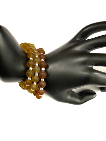 Shades of Brown Glass Stacked Bracelet