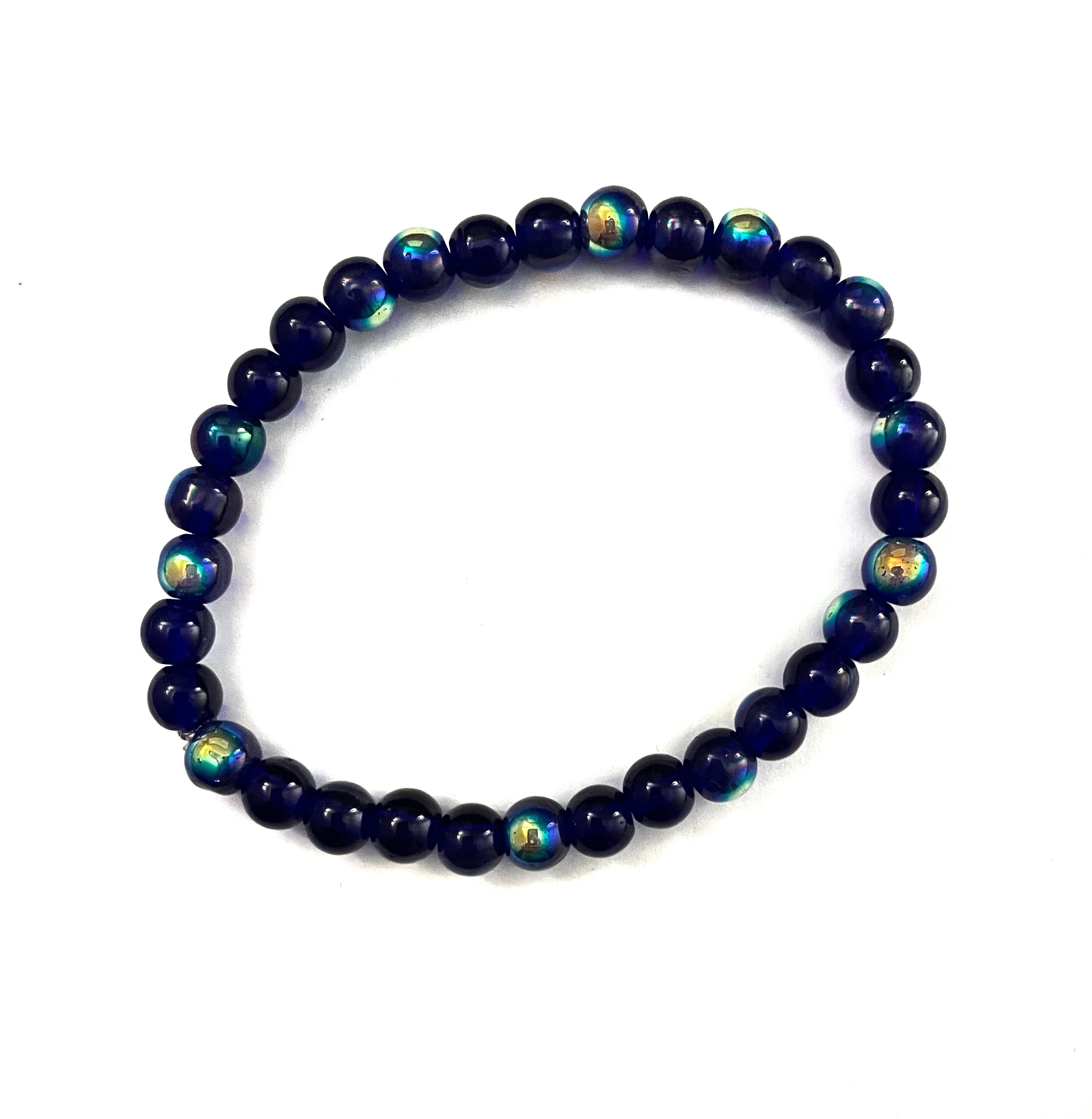 Blue Rainbow Glass Stacked Bracelet