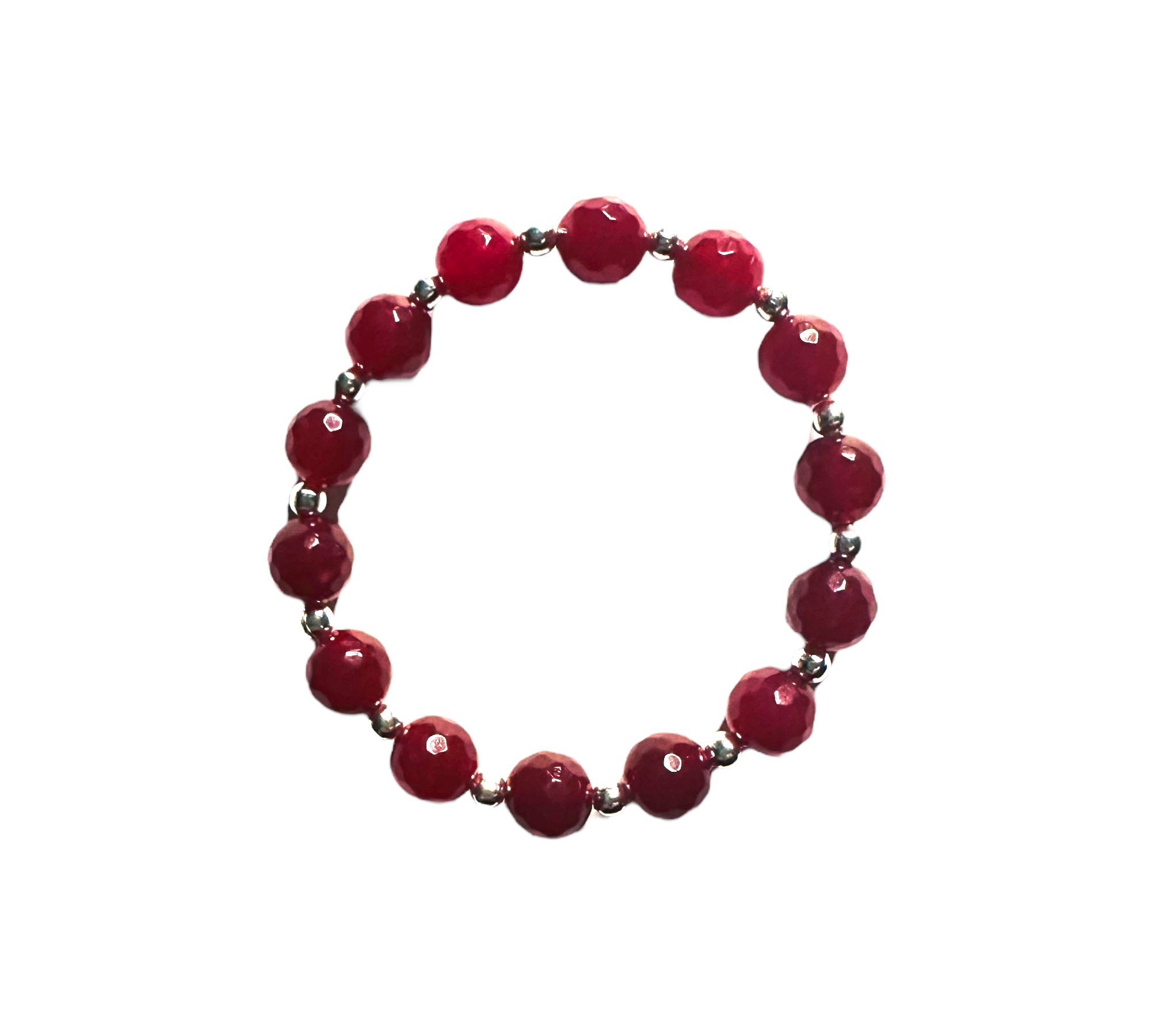 Chunky Red Glass Stretchy Bracelet