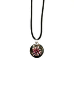 Flower Burst with Black Background Glass Necklace