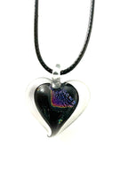 Blue, Punk and Yellow Dichroic Heart Necklace