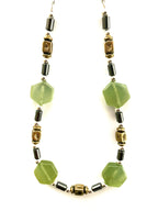 Green Hexagon Glass Necklace
