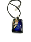Golden Pink and Blue Dichroic Rectangle Necklace