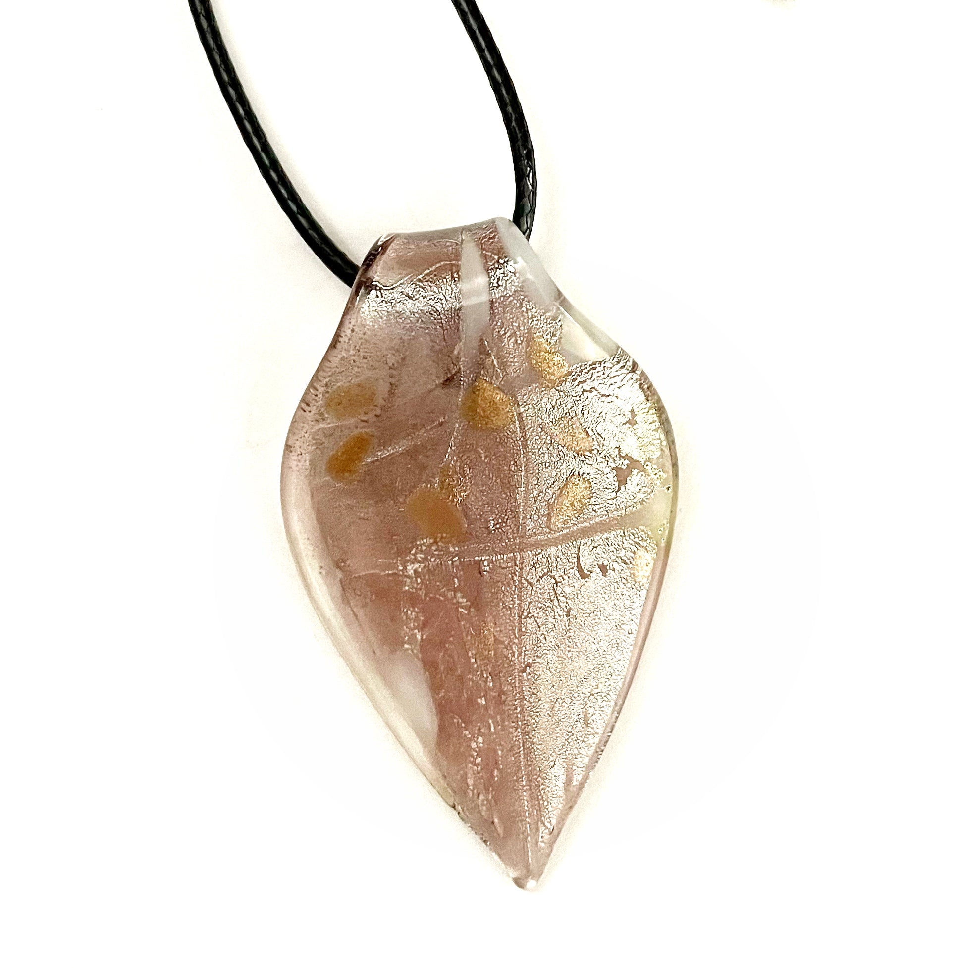 Light Purple with Silver and Gold Glass Necklace
