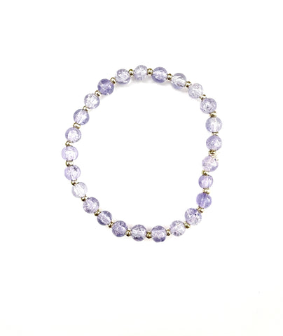 Light Purple Crackle Glass Stretchy Bracelet