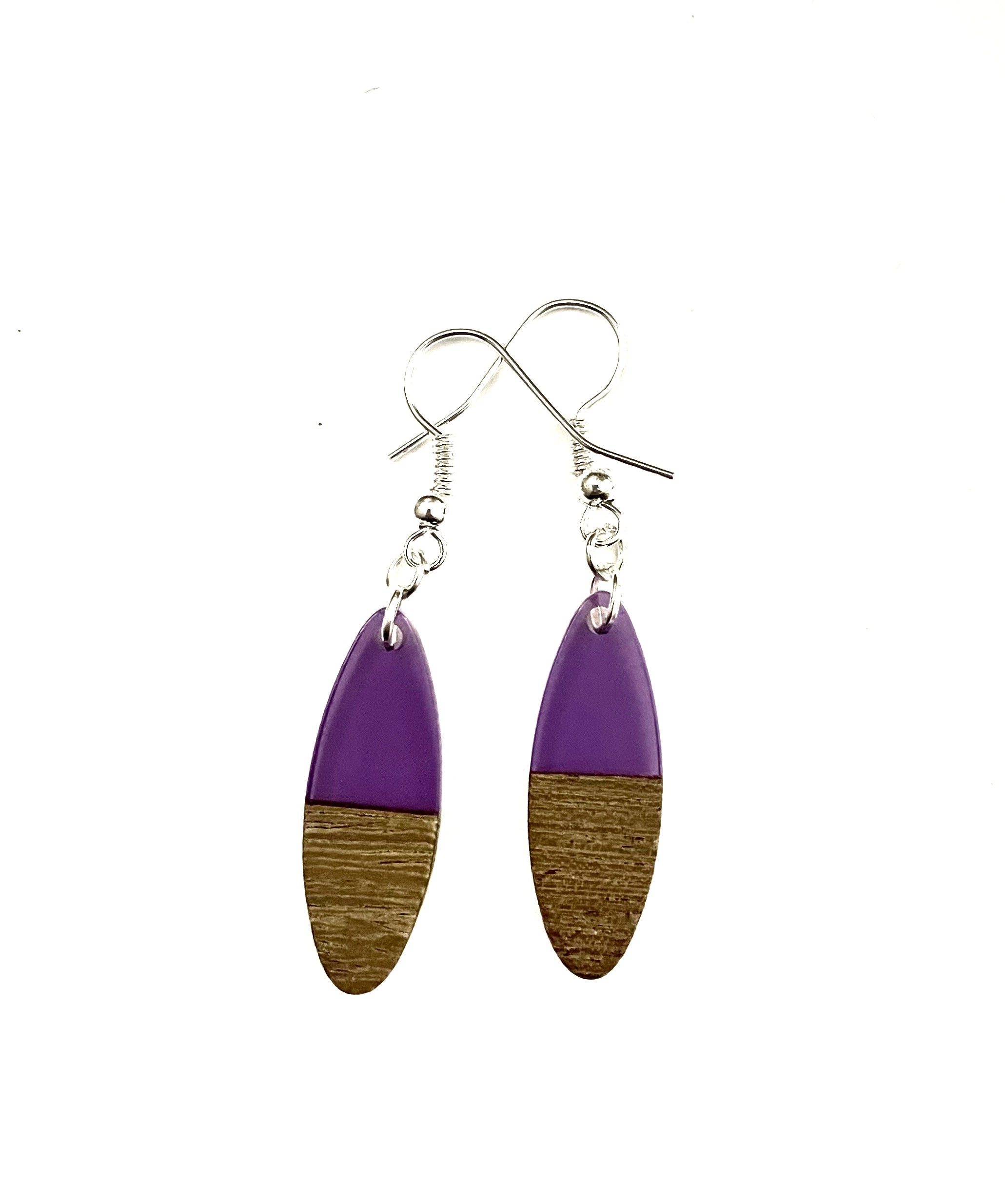 Small Oval Resin & Wood  Earrings