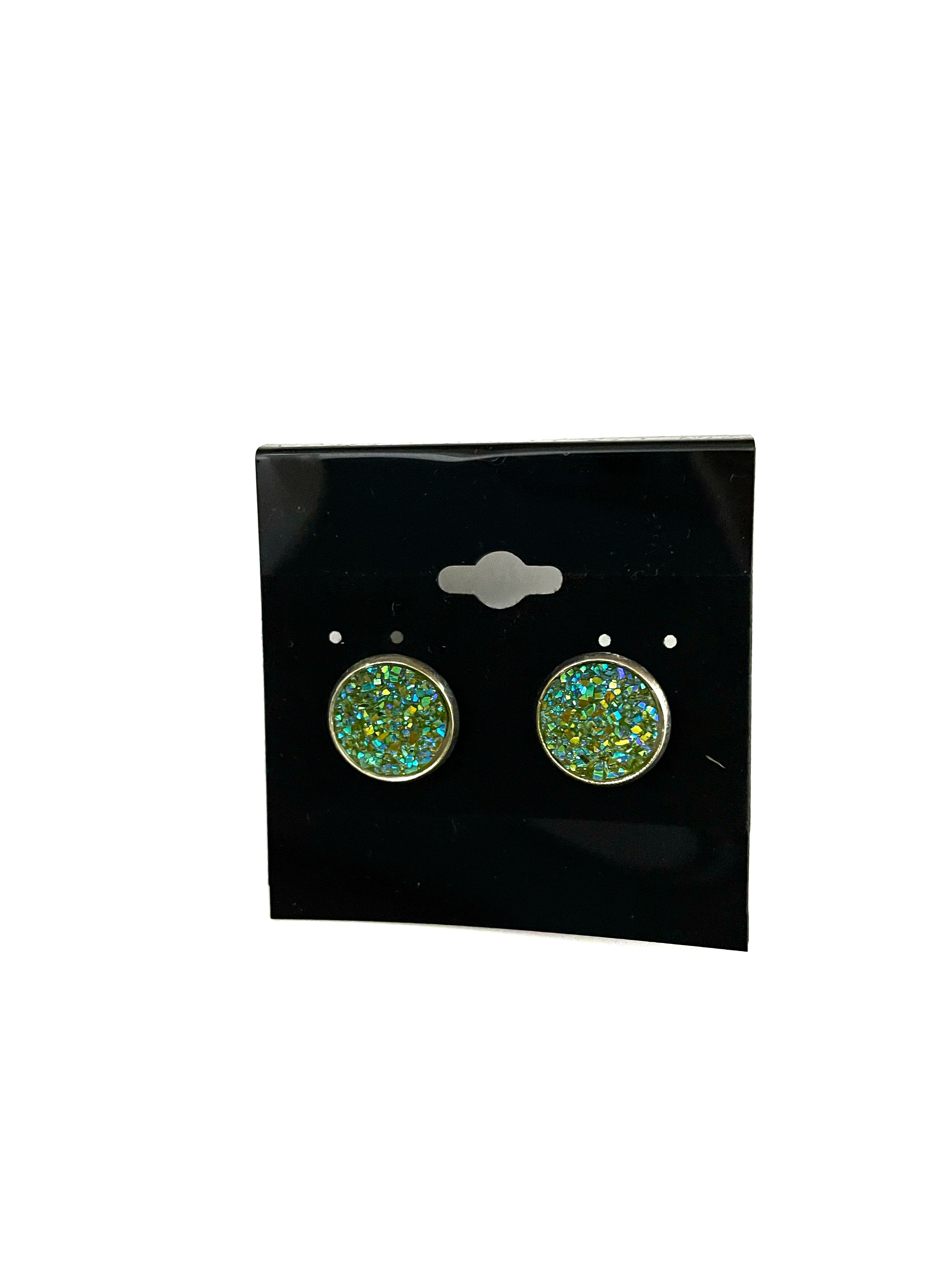 Pear Green Druzy Earring
