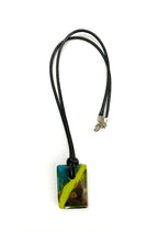 Blue, Yellow and Purple Rectangle Necklace
