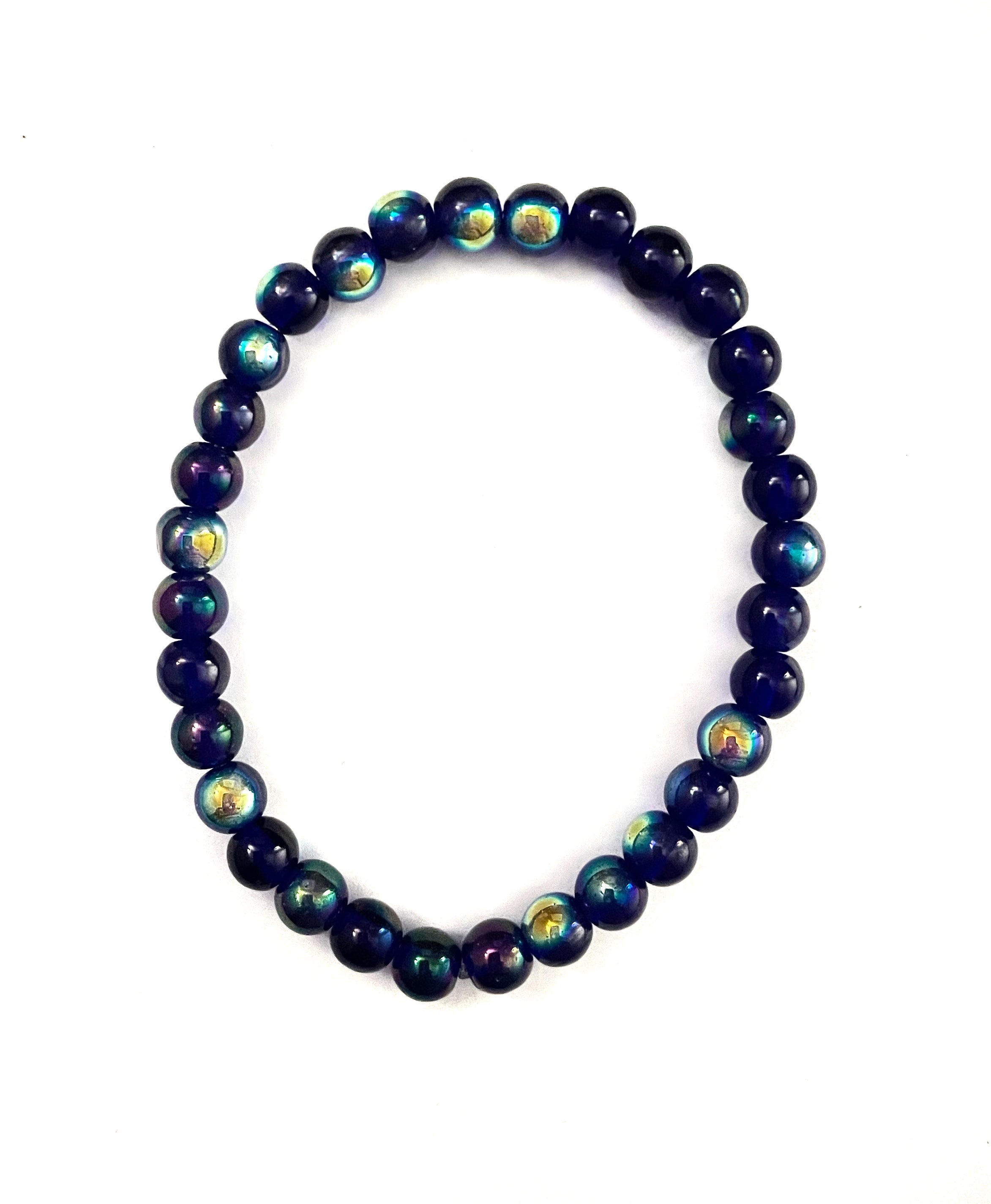 Blue Rainbow Glass Stacked Bracelet
