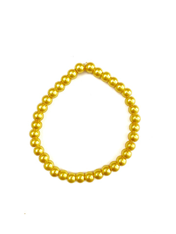 Golden Yellow Glass Pearl Stretchy Bracelet